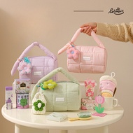 Korean Style Nylon Puff Cosmetic Bag Candy Color Soft Makeup Bag Large-capacity Cosmetic Storage Bag