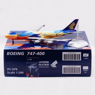 Alloy Model Airplane SQ Wings B747-400 9V-SPK Rainbow Bird 1:200 Scale Diecast Aircraft Model Collec