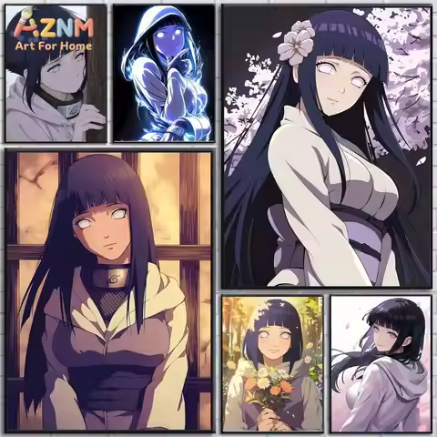 AZNM Naruto Hyuga Hinata Byakugan Anime Canvas Painting No Frame Wall Art Decor Poster