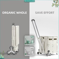 50/75L Storage Trolley Folding Utility Cart w/ Wheel Organizer Bin Basket for Travel Shopping Picnic