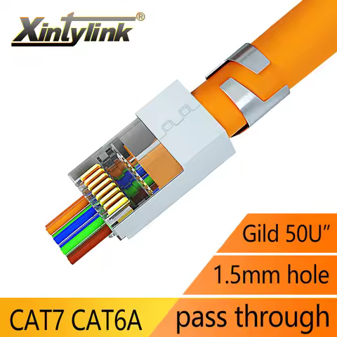 xintylink CAT7 rj45 connector 10Gbps 50U CAT6A ethernet cable plug network SFTP FTP shielded lan jac