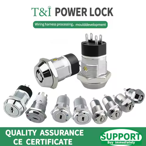 5/10/20sets 12/16/19mm Metal 2pin 4pin Electronic Lock Key Switch 102 135 1203 2801 Power Switch 0.5