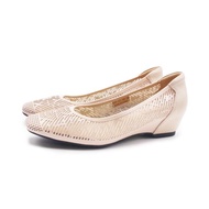 W&M 精緻透紗方頭內增高楔型鞋 女鞋-淺杏色