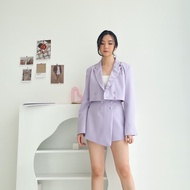 MAFIA - NEIL SET | Premium one set blazer crop button skort skirt pants lilacWanita