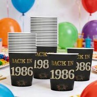 10pcs/30pcs/50pcs Vintage 1986 40th Birthday Party Black & Gold 1986 40 Years Old Disposable Paper C