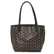 สินค้ามือสอง GOYARD Anjou Mini Tote กระเป๋าโท้ท รีเวอร์ซิเบิล หนังลูกวัว ลายเฮอริงโบน สีดำ