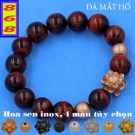 [Fire, Earth element] Red and Black Tiger's Eye Stone Bracelet 8mm, 10mm, 12mm, 14mm Stainless Steel