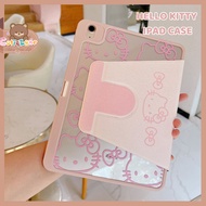 PU+Acrylic Casing Ipad Case Hello kitty Case Ipad 9th Generation Ipad Air 4/5/ ipad Mini 2/3 Smart Tablet Case Cover Cute Casing Ipad Case Pink Cover Apple Ipad 平板保护套