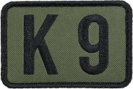 uuKen K9 Patch OD Green Embroidery 3"x2" with Hook Fastener Back for Dog Collar Harness Clothing Hat