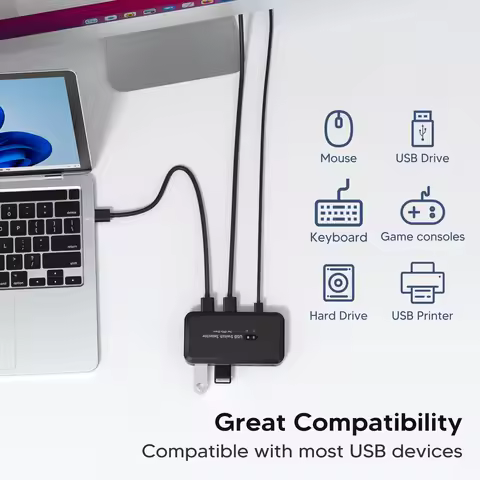 USB KVM Switch Adapter USB 3.0 Switcher 2 Input 4 Output USB Switch KVM Switcher Printer Sharer For 