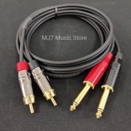 Dual RCA to Dual 6.35mm jack with Roxtone twin cable and Amphenol gold plated plugs