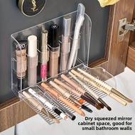 Space-Saving Wall-Mounted Cosmetic Organizer - Foldable Makeup Brush Holder with Multi-Compartment S