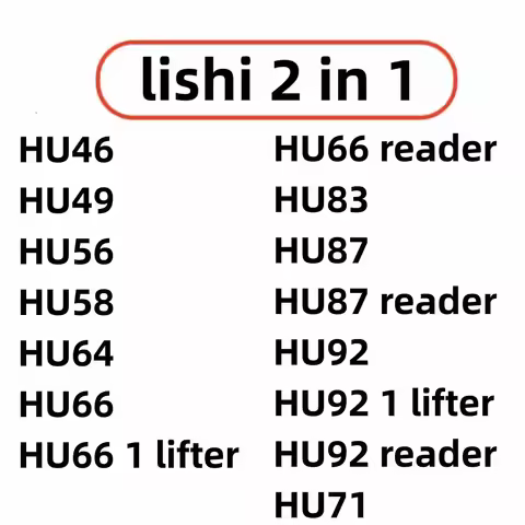 lishi 2 in 1 tool HU46 HU49 HU56 HU58 HU64 HU66 HU83 HU87 HU92 HU71 HU66 1 lifter HU92 1 lifter HU66