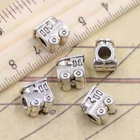 10pcs Beads Train Carriage 4.5mm Big Hole Vintage Charms European Pendant Fit For Bracelet DIY Antiq