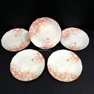 5 X Japan Chiyo Uno Sakura Gold Rim collectible plate set