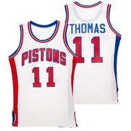 IMPORTED EMBROIDERY JERSEY BASKETBALL SHIRT CLASSIC DETROIT PISTONS 11 ISIAH THOMAS WHITE