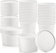 Tczecoo Pack of 25 Paper Soup Containers with Lids, 8 oz Soup Cups Cardboard, Ice Cream Cups, Cardbo