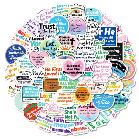 10/30/56pcs Motivational Jesus Phrase Graffiti Stickers Bible Verse Faith Decals Waterproof Graffiti