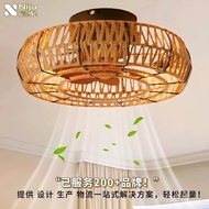 Rattan Atmospheric Fan Lamp Fan Ceiling Fan Lamp Headlight 2025 New Style Fan Lamp Hall Chandelier C