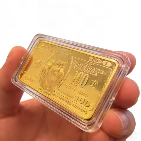 Gold Plated US Dollar Bill Commemorative Bar 1oz Collectible Souvenir 5×3cm Art Craft Gift for Coin 