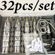 32pcs Cupping ผ่อนคลายชุดปั๊มมือและ Cupping คู่มือสําหรับหลายขนาดถ้วยสูญญากาศ-นวด Cupping Kit