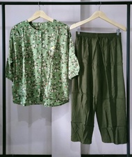BAJU SETELAN WANITA MOTIF BUNGA BAHAN RAYON ONESET JUMBOO XL XXL