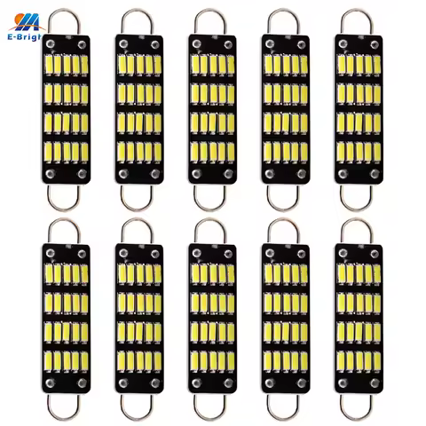 10PCS Festoon C5W Led Rigid Loop 44MM Dome Map Light Car Bulbs 12VDC 4014 4410 561 567 562 License P