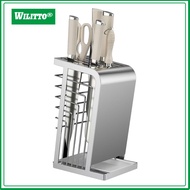 Metal Knife Block with Stable Base Multiple Compartments Hollow Breathable Design Space-saving Kitch