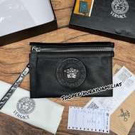 Tas clutch pria Versace full kulit asli import branded Berkualitas