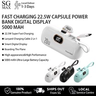 Local- 2 IN 1 5000mAh Power Bank Mini Power Bank 20w Fast Charging with Cable Capsule Power Bank for