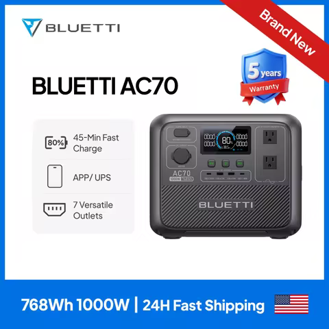 【US PLUG】BLUETTI AC70 Portable Power Station | 1000W 768Wh, Generator for Road Trip, Off-grid, Power