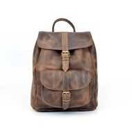 打蠟棕皮革背包，希臘手工製作的真皮背包。