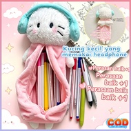Cute Kids Pencil Bag Cat Headphone Wings School Stationery Birthday Gift For Baby