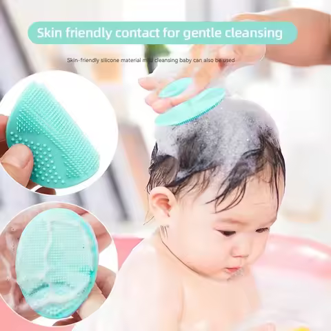Silicone Face Wash Brush Clean Pores Baby Shampoo Brush Baby Bath Brush Soft Hair Round Shampoo Comb