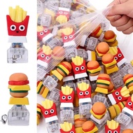 2-1Pcs Hamburg French Fries Fidget Keychain - DIY Keyboard Relief Stress Pinch Toy Gifts - Finger Ke