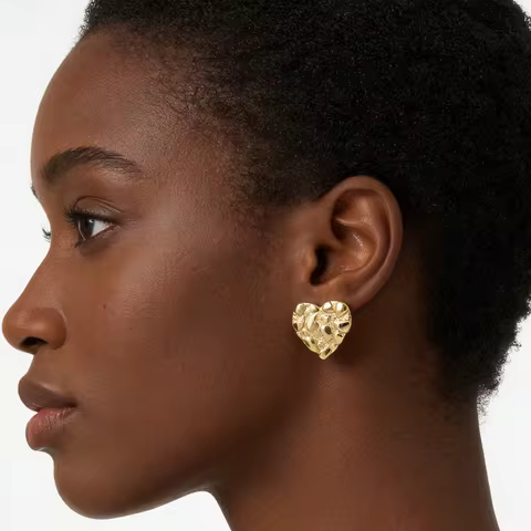 Size 10mm 12mm 14K Gold Plated Hip Hop Nugget Stud Earrings Irregular Heart Shape Fashion Jewelry fo