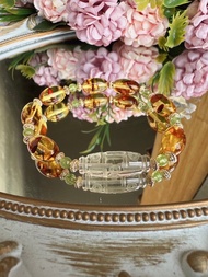 心忱- 花珀 利比亞黃金隕石 橄欖石 手環