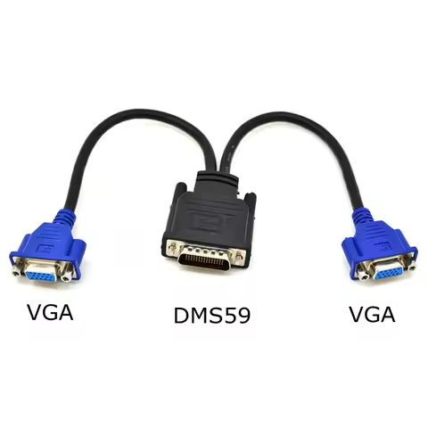 20CM DMS 59pin Male to Dual VGA Female Y Splitter Video Adapter Cable 0.2m Converter Connector DMS59