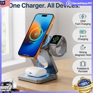 【SHIP IN 24HRS】25W Magnetic Wireless Charger 3-in-1 – Foldable Qi2.2 Charging Station for iPhone, Ap