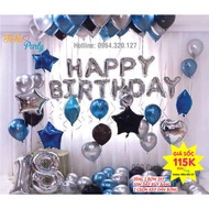 BIRTHDAY DECORATION SET 18T BLUE SILVER TONE 23 (FREE HAND PUMP, 2 ROLLS OF SILICON ADHESIVE, 10M RI