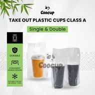 100 PCS Milk tea Take Out Plastic Fits 1 Cup or 2 Cup take out bag/ take out Carrier / kfc