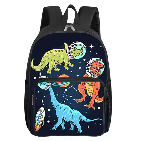 Dinosaur Pattern Square Front Pocket Backpack for Boy and Girls Best Gifts 3D Cartoon SchoolBags for