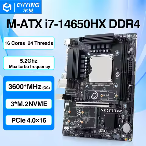 ERYING MATX Motherboard Integrated CPU Processor Intel 14th Gen i7 14650HX 16C24T DDR4 3600MHz RAM M