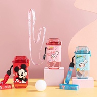 280ML Mickey Mouse Cute Mug Kid's Cartoon Square Straw Bottle Drop-Resistant Water Bottle Children's Water Cup Square cawan