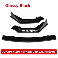 3PCS Carbon Fiber Look Detachable Car Front Bumper Lip Spoiler Splitter Diffuser For Infiniti Q50 20