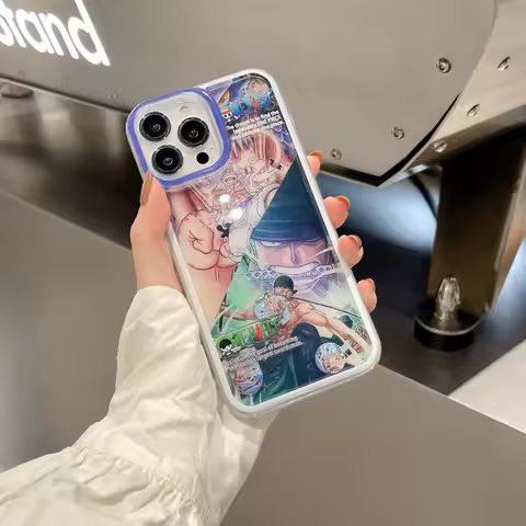 Anime One Piece Luffy Zoro Liquid Mobile Phone Case Protective Cover for Apple 15 14 13 12 Cartoon A