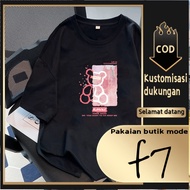 F7T-shirt Oversize Pink Bear Print Unisex T-shirt for Men and Women