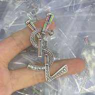 YSL 彩色字母銀色胸針