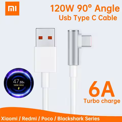 120w Xiaomi Usb Type C Turbo Charge Cable L Shaped 90 Degree Fast Charging 6A Mi 14 13 12pro Poco F4