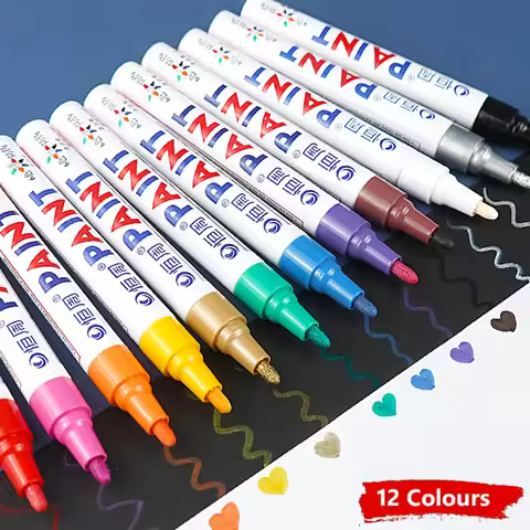 Colorful Permanent Paint Marker Waterproof White Markers Tire Tread Rubber Fabric Paint Metal Paint 
